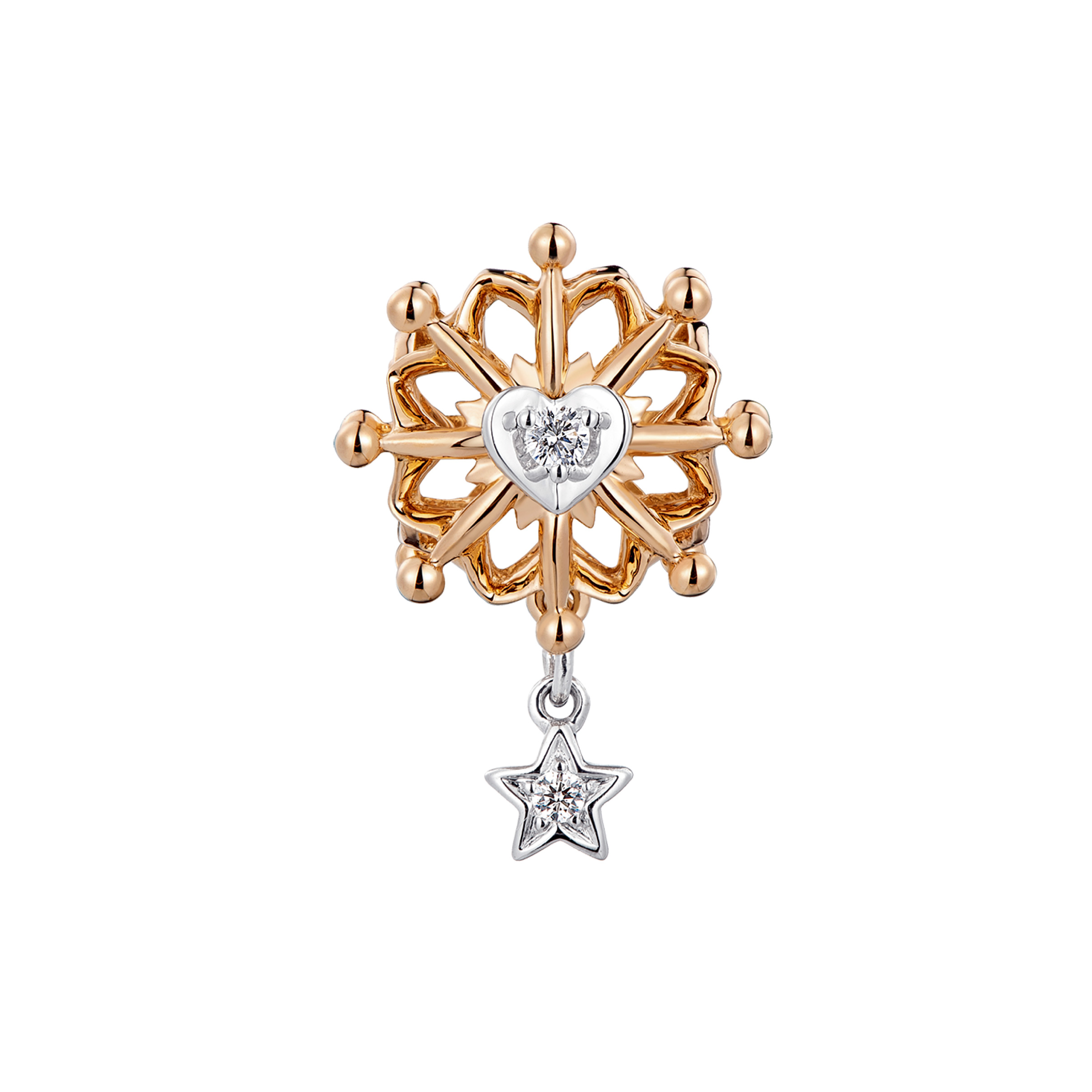 Dear Q "Star & Snow"18K Gold Diamond Charm