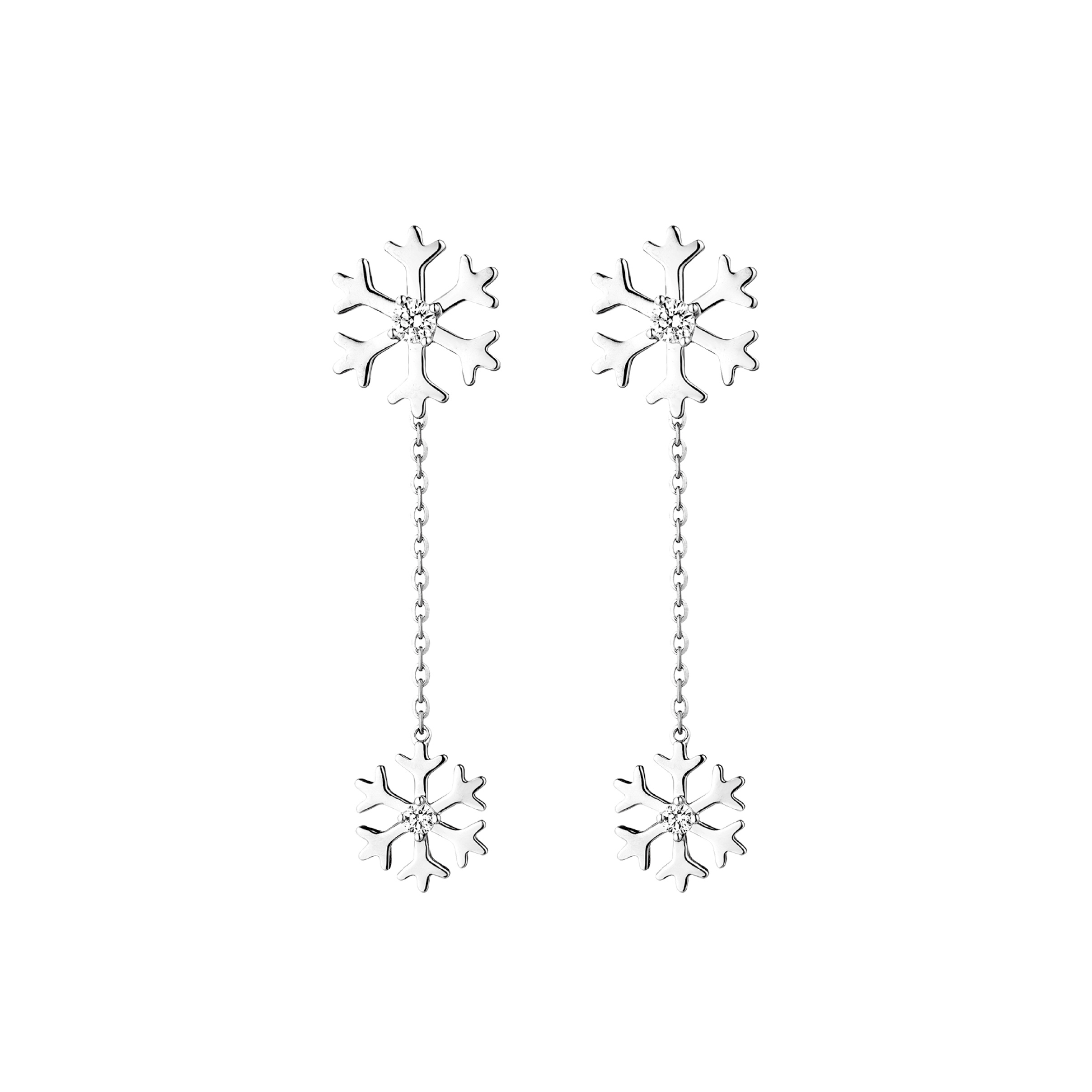 Dear Q“Love of Snowy” 18K White Gold Diamond Earrings