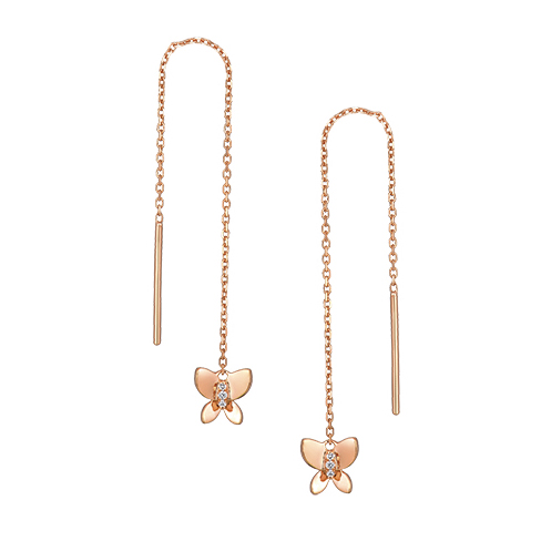Dear Q "Romantic Spring -Butterfly" 18K Rose Gold Diamond Earrings