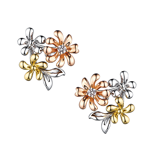 Dear Q "Romantic Spring Floral World" 18K Gold Diamond Earrings