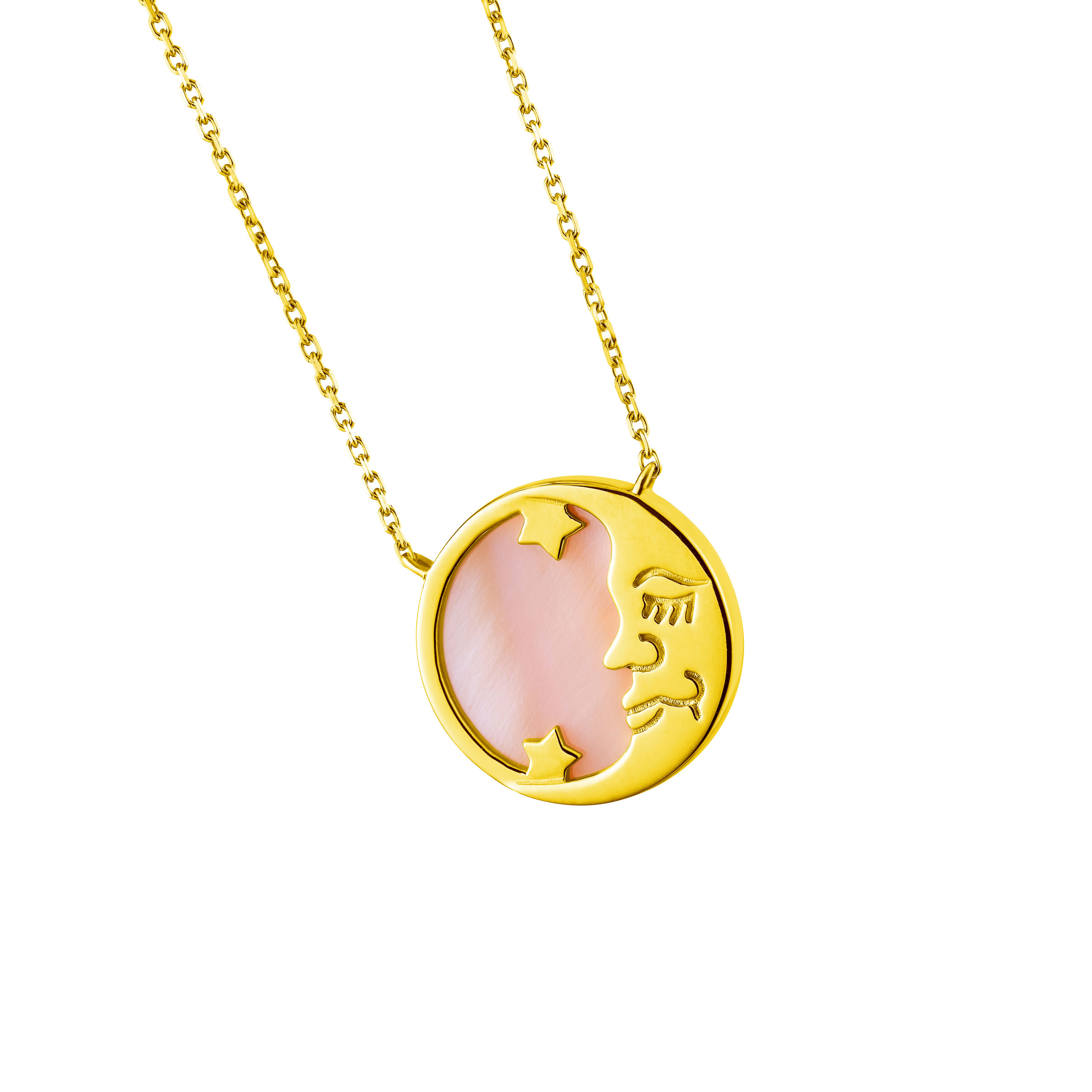 Goldstyle "Sun‧Moon‧Stars" Gold Necklace with Mother of Pearl