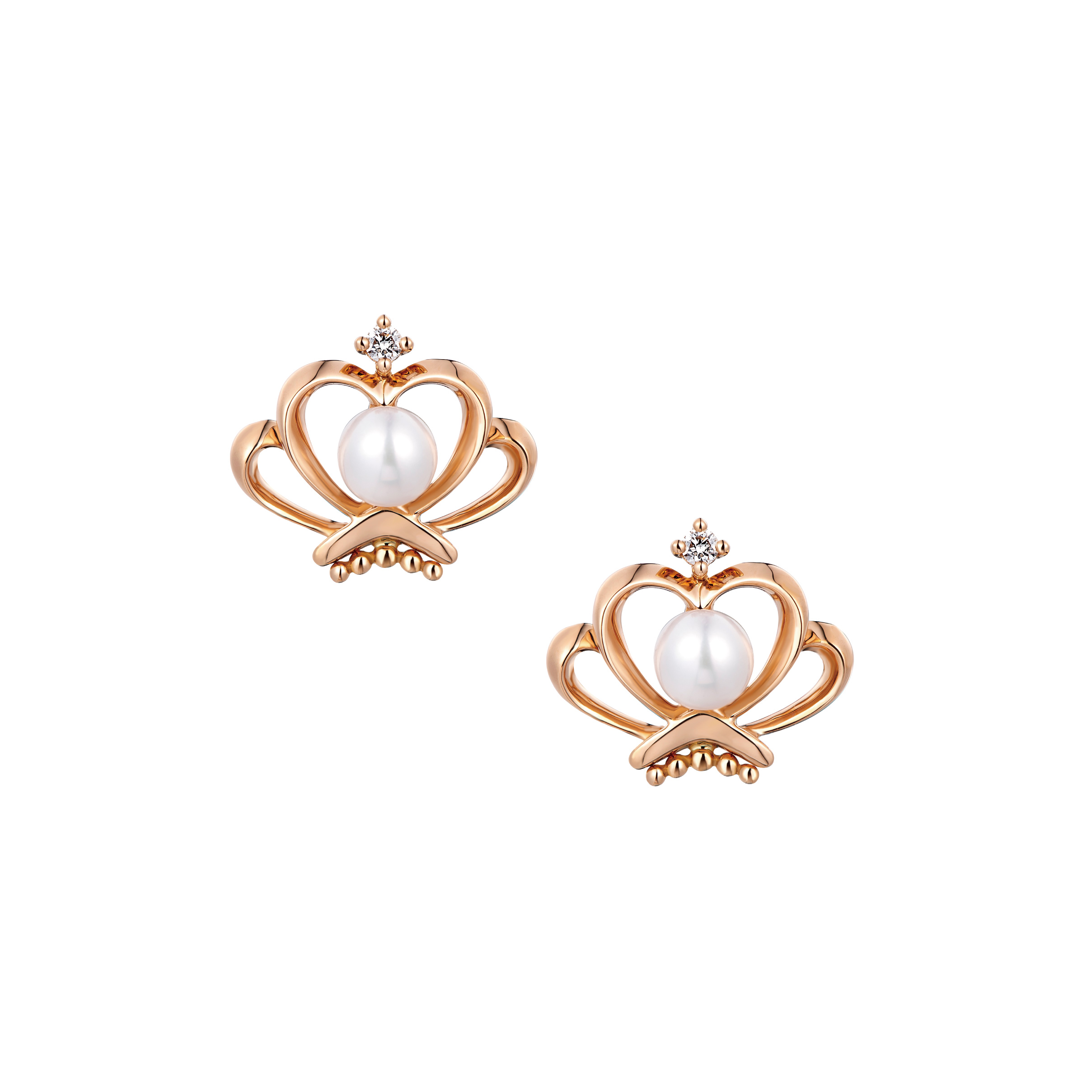 Dear Q "Shell" 18K Rose Gold Diamond Earrings with Pearl