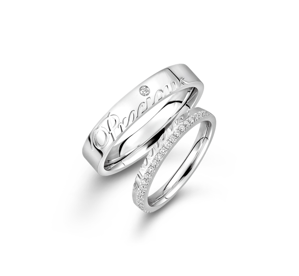 婚嫁系列"一往情深"18K金钻石对装戒指