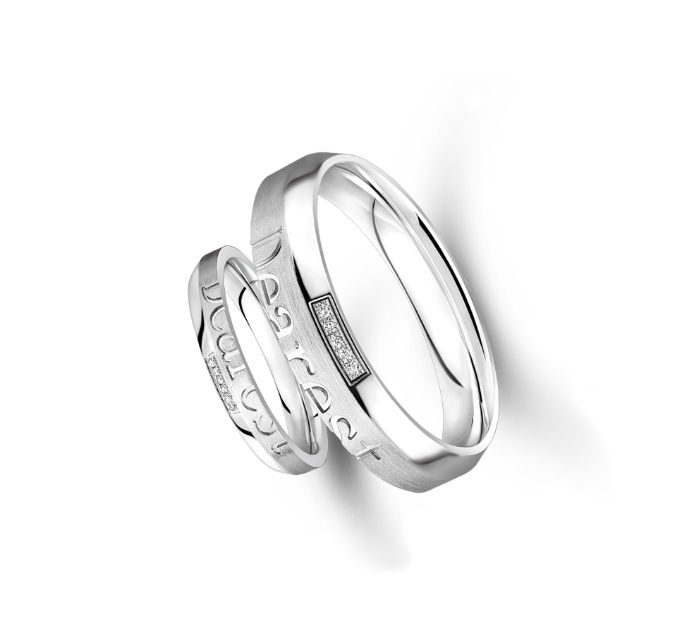 Wedding Collection "Dearest" 18K White Gold Wedding Rings